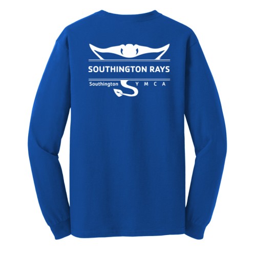 Adult 6.1oz 100% Cotton Long Sleeve Cotton Tee - Rays Swim Team Logo