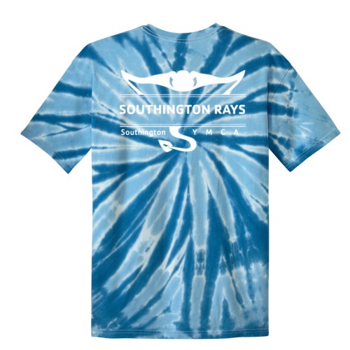 Adult Short Sleeve Tie Dye 100% Cotton Tee - Rays Swim Team Logo