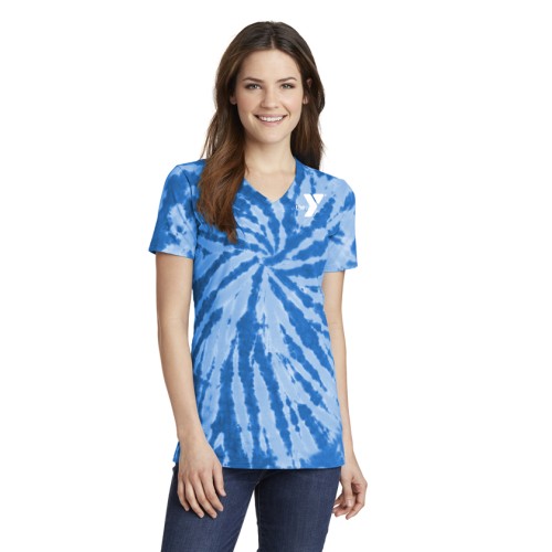 Ladies Short Sleeve Tie Dye 100% Cotton Tee - Rays Swim Team Logo