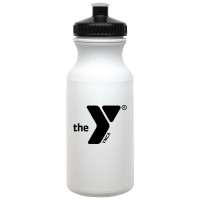 20 oz Economy Bottle with Push-Pull Lid with YMCA Logo - Black Lids
